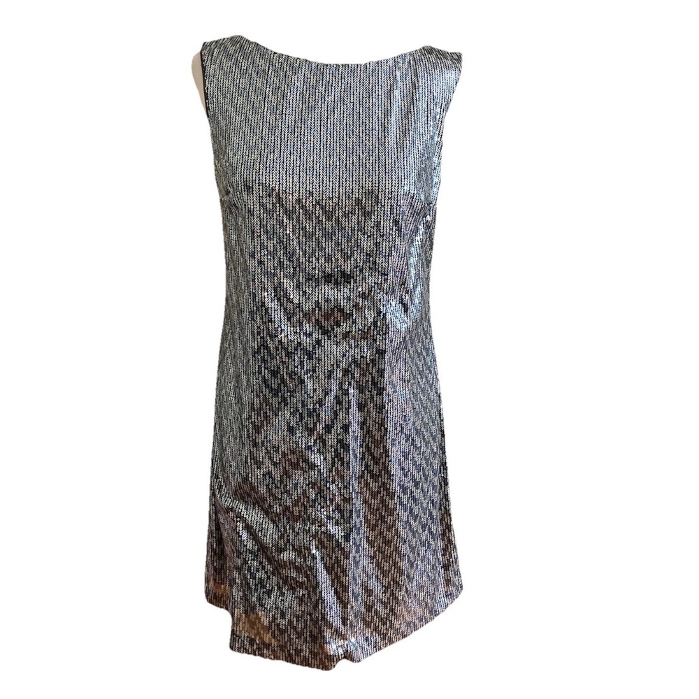 Y2k White House Black Market Dress S Silver Black‎ Sequin Festival Whilmsigoth
